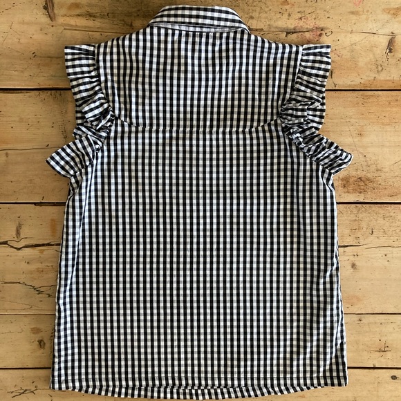 Zara sleeveless ruffles top in black and white gingham size XS made in Morocco - Picture 5 of 9